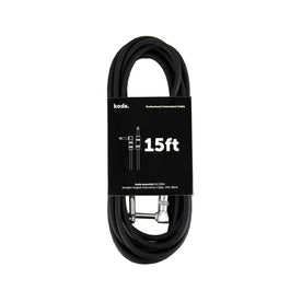 koda essential KIC15RA Straight-Angled Instrument Cable, 15ft, Black