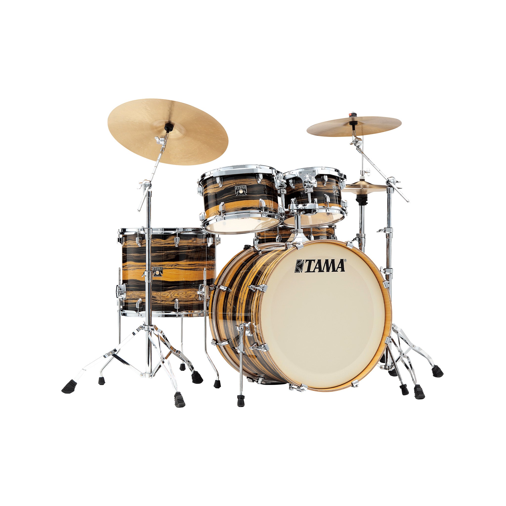 TAMA CK52KRS-NET Superstar Classic Maple 5-Piece Drum Shell Kit, Natural Ebony Tiger Wrap