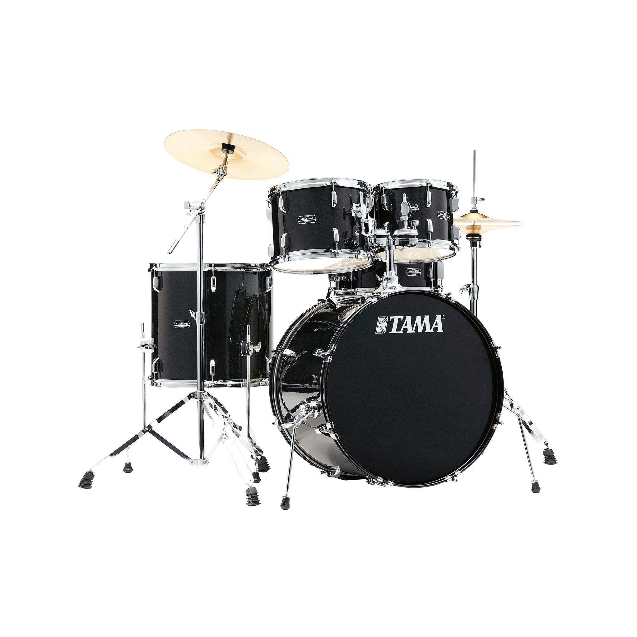 TAMA ST50H6C-BNS Stagestar 5-Piece Drum Kit w/ Hardware+Throne+Cymbals, Black Night Sparkle