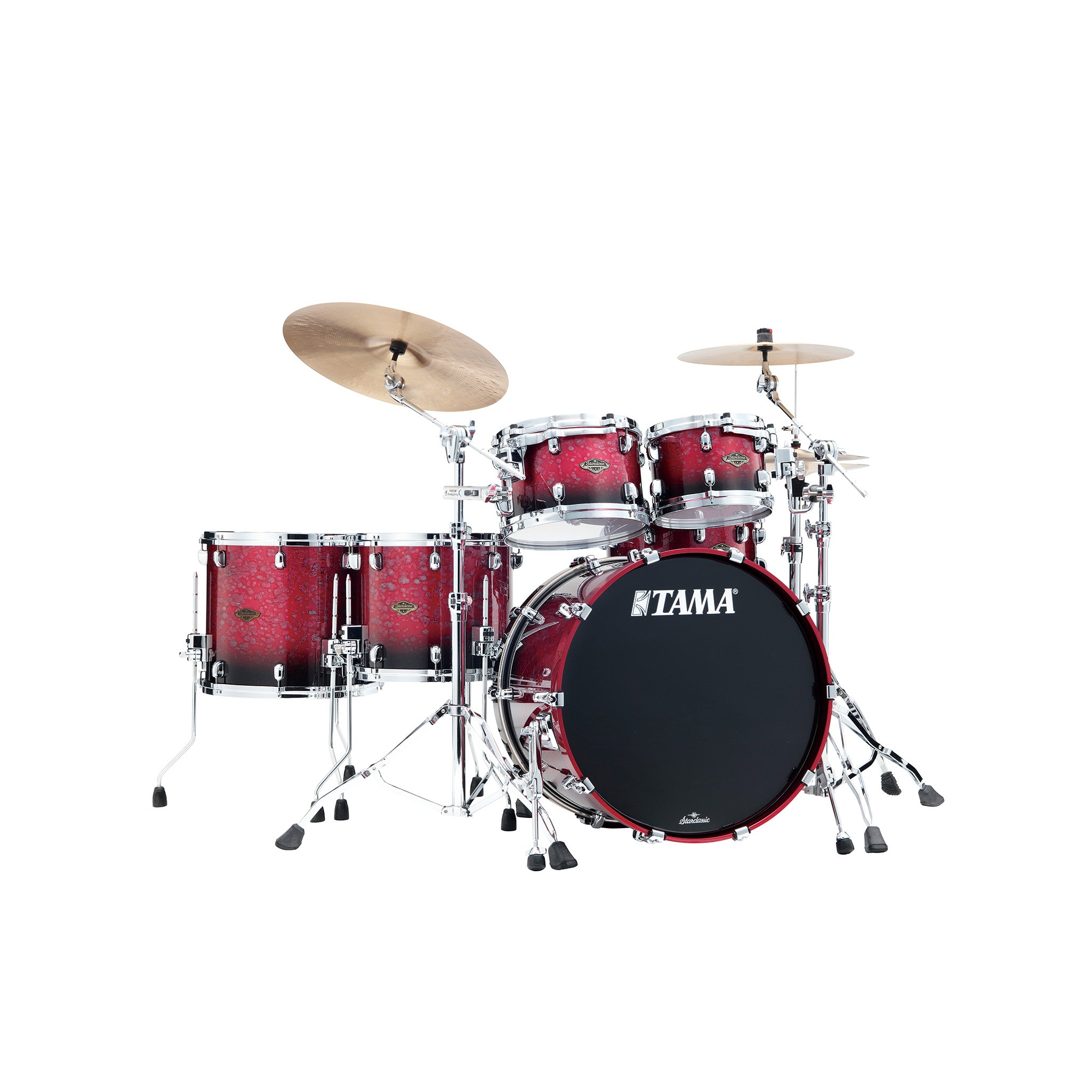 TAMA WBS52RZS-MDR Starclassic Walnut/Birch 5-Piece Drum Shell Kit, Molten Dark Rasberry Fade
