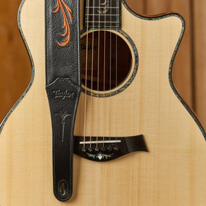 Taylor Taylor Nouveau 2.5Inch Guitar Strap, Black Leather