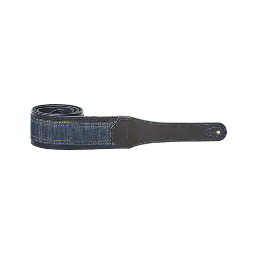 Taylor Blue Denim 2Inch Embossed Logo Guitar Strap, Navy Edge