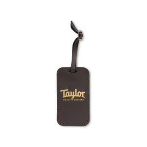 Taylor Leather Luggage Tag, Chocolate Brown w/Gold Logo