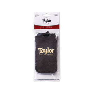 Taylor Leather Luggage Tag, Chocolate Brown w/Gold Logo